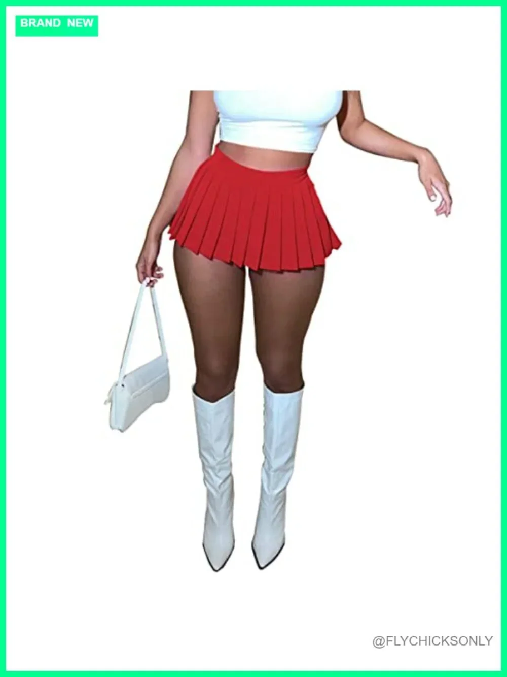 Pleated Mini Skirt High Waist Stretchy Y2K Skater Tennis